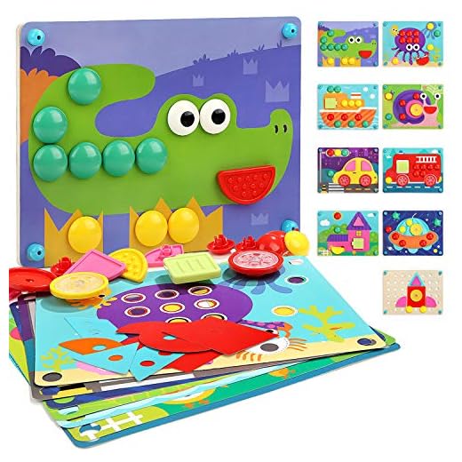Nene Toys - Träpussel för Pojkar och Flickor - 8 i 1 Pedagogiska Leksaker för Barn i åldern 2 3 4 år - Åtta Roliga Mönster + Basplatta av Trä + 33 Bitar - Pussel som Utvecklar Kreativiteten hos Småbarn
