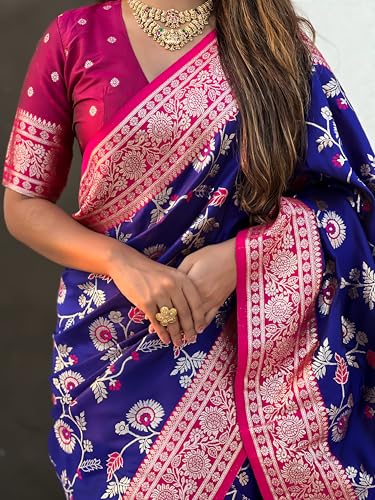 Image of SGF11- Women's Kanjivaram Woven Soft Silk Saree With Blouse Piece