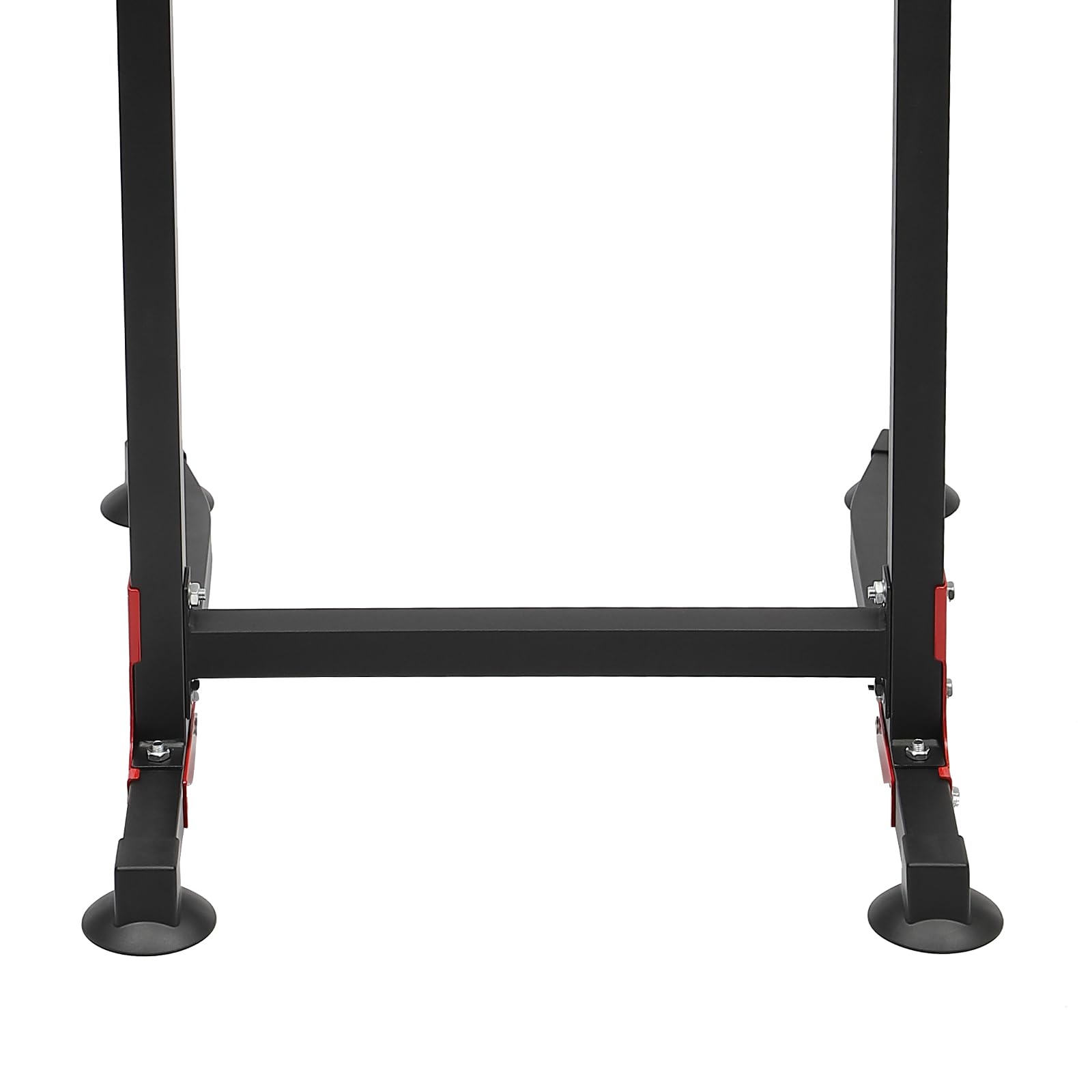 Wolnostojący drążek do podciągania, wielofunkcyjny, maks. 150 kg, urządzenie treningowe z regulacją wysokości do pull ups, push-ups i podnoszenia nóg w domowej siłowni, czarny, czerwony