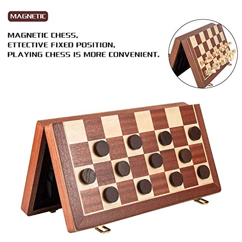 Set de Ajedrez y Damas de Madera Magnético 15 Pulgadas miniatura 5