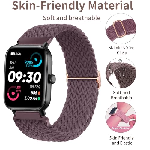2Pack Cinturones trenzados elásticos de nylon 22mm para reloj miniatura 3