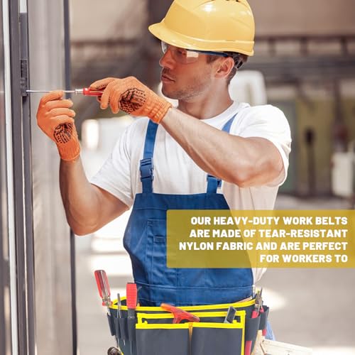 NLONLL Werkzeuggürtel Herren Verstellbare Kinder Werkzeugtasche Gürtel Oxford Werkzeug Gürteltasche mit 12 Taschen Abnehmbare Handwerker Gürtel für Elektriker Schreiner Bauarbeiter (Schwarz)