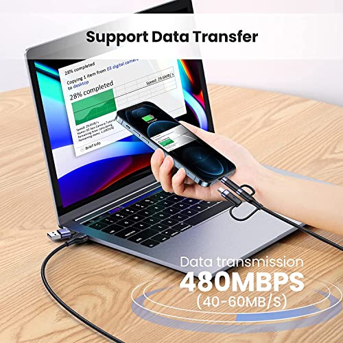 Image of INICIO Multi 5 in 1 PD Fast Charging Cable USB C /A to 60W Type C / 18W Micro / 20W iOS for MacBook iPad Pro Air iPhone 15 14 13 XPS Spectre Envy Galaxy S24 S23 Ultra Redmi Note Pixel 7 8 etc