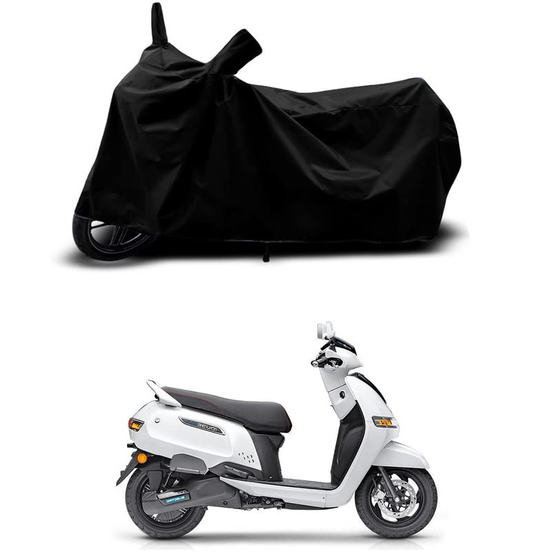 Image of 100% Scratchproof /UV-Rays /Heat Protection /Birds Dropping /Water Resistant /Dust Proof /Waterproof /Full Bike Scooty Two Wheeler Body Cover Compatible for iQube Electric All Varients[Black]
