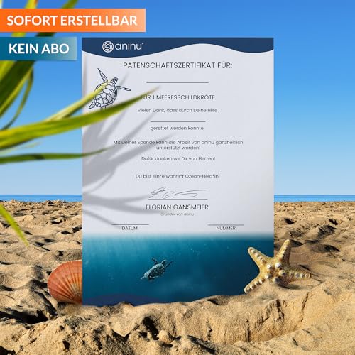 aninu Schildkröten-Halskette 925 Silber – Meeresschildkröten-Patenschaft mit Tracking-App, Silberkette Damen Turtle Anhänger, Sterling Silber Schmuck Geburtstag Muttertag Geschenk