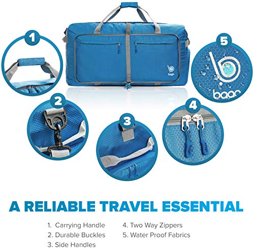 Bago Travel Bundle: 5 Packing Cubes (Black/Blue/Purple/Green/Pink) & 120L Duffel Bag (Blue) Set - Organize and Carry with Ease4