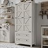 DWVO Farmhouse Kitchen Pantry Cabinet 645 Tall Storage Cabinet with 2 Drawers and Adjustable Shelves Versatile Storage for Living Room Dining Room or Hallway White