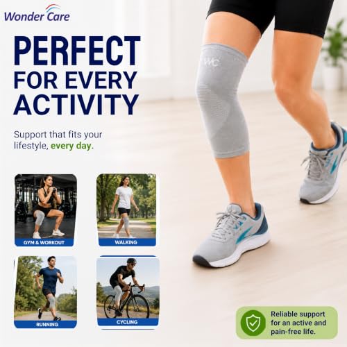 Image of Wonder Care Bamboo Knee Sleeves for Men /Women, Knee Support for Running, Gym, Badminton, Sports, Compression Knee Sleeves | Perfect Knee Brace for Knee Pain and Enhanced Comfort