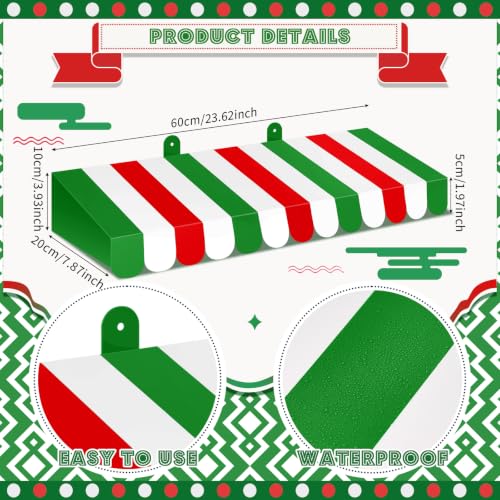 Image of Boao 4 Pcs 3D Cardboard Awning Decor,Italian Colors,Striped Style | Paper Awning, Circus Carnival Theme, For Bulletin Board, Lemonade Stand, Bakery & Ice Cream Truck, Wall Window Backdrop