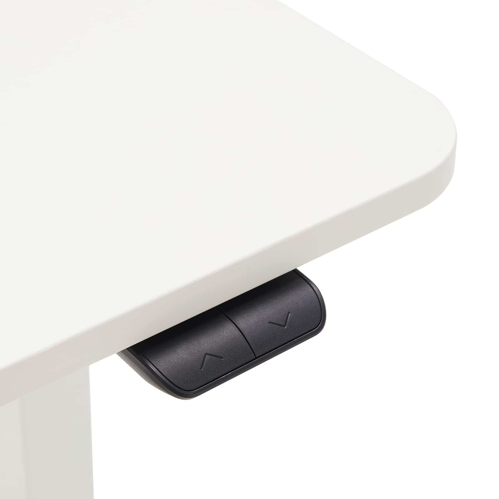 Amazon Basics, Scrivania sit-stand con regolazione dell'altezza elettrica, 120 x 60 cm, ergonomica, facile da usare, con piano bianco e cornice bianca