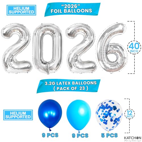 Image of KatchOn, Blue 2026 Graduation Party Decorations - Large, Pack of 25 | Glitter Congrats Grad Banner for 2026 Grad Decorations Blue | graduation Balloons for graduation decorations 2026