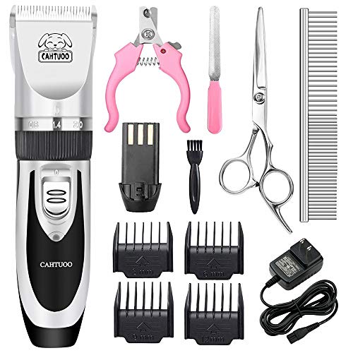 CAHTUOO Dog Clippers,Professional Dog Grooming Clippers Kit Rechargeable Quiet Pet Shaver Cordless Dog