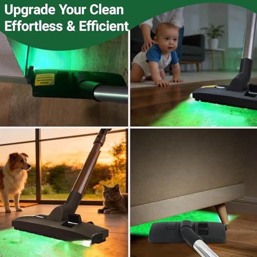 Image of EZ SPARES Dust Display LED Vacuum Brush,Floor Brush Attachment,Compatible with Hoover, Eureka, Rainbow,Shop VAC,Most Brand,Reveal Microscopic Dust & Illuminate Invisible Pet Hair Cat Dog Fur