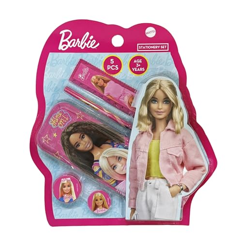 Image of Barbie 5 pcs Stationery SetSchool Supplies Kit Multicolor Return Gift for Kids Age 3 Years +
