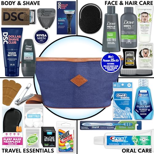 Convenience-Kits-International-Mens-Super-Premium-35-PC-Travel-Kit-Featuring-Travel-Size-Hair-Care-Products-Plus-Face-Body-Oral-Care-Travel-Essentials-in-Large-Canvas-Toiletry-Bag-Navy