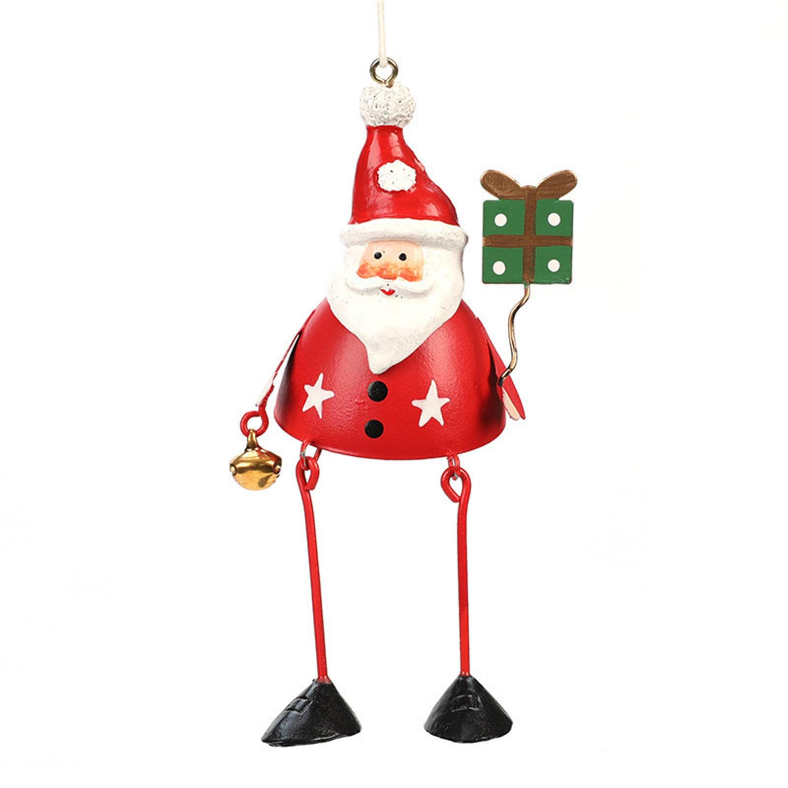 Elnwnnkc Red White Green Christmas Tree Decorations Metal Ornaments Santa Snowman Elk Ornaments Festive Home Decor