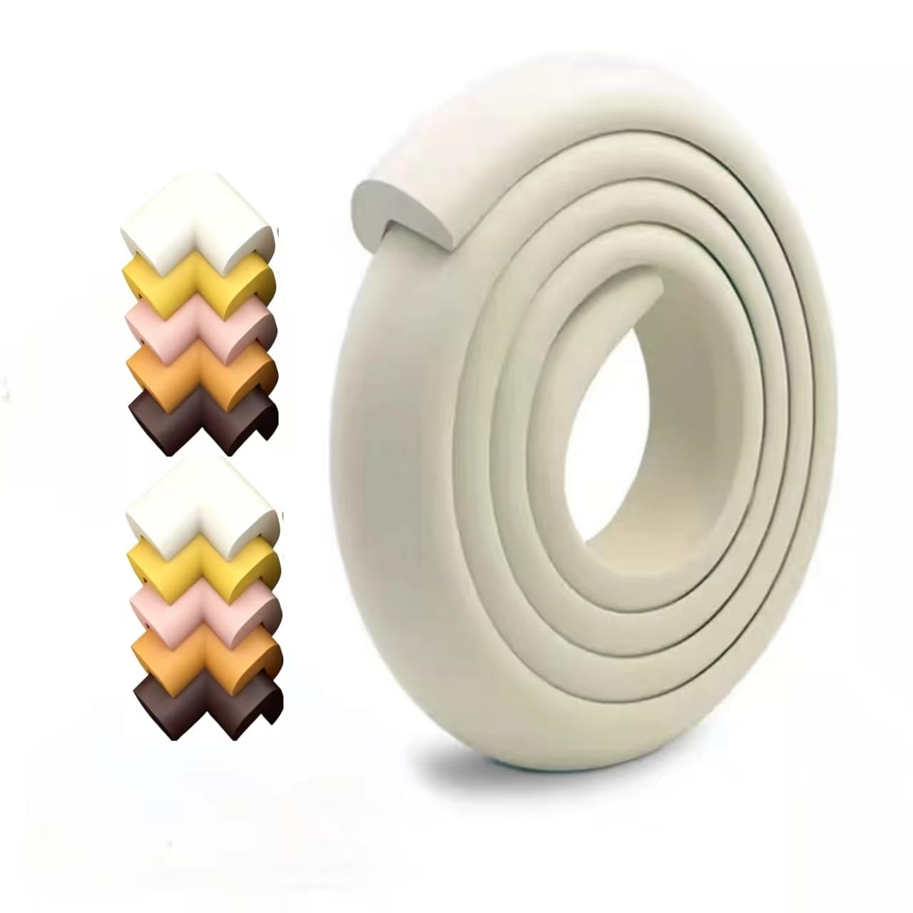 NBR Foam Edge Corner Protector Self Adhesive Anti Collision Safety Bumper Strip for Baby Furniture Table Cabinet Stair Window Guard(White)