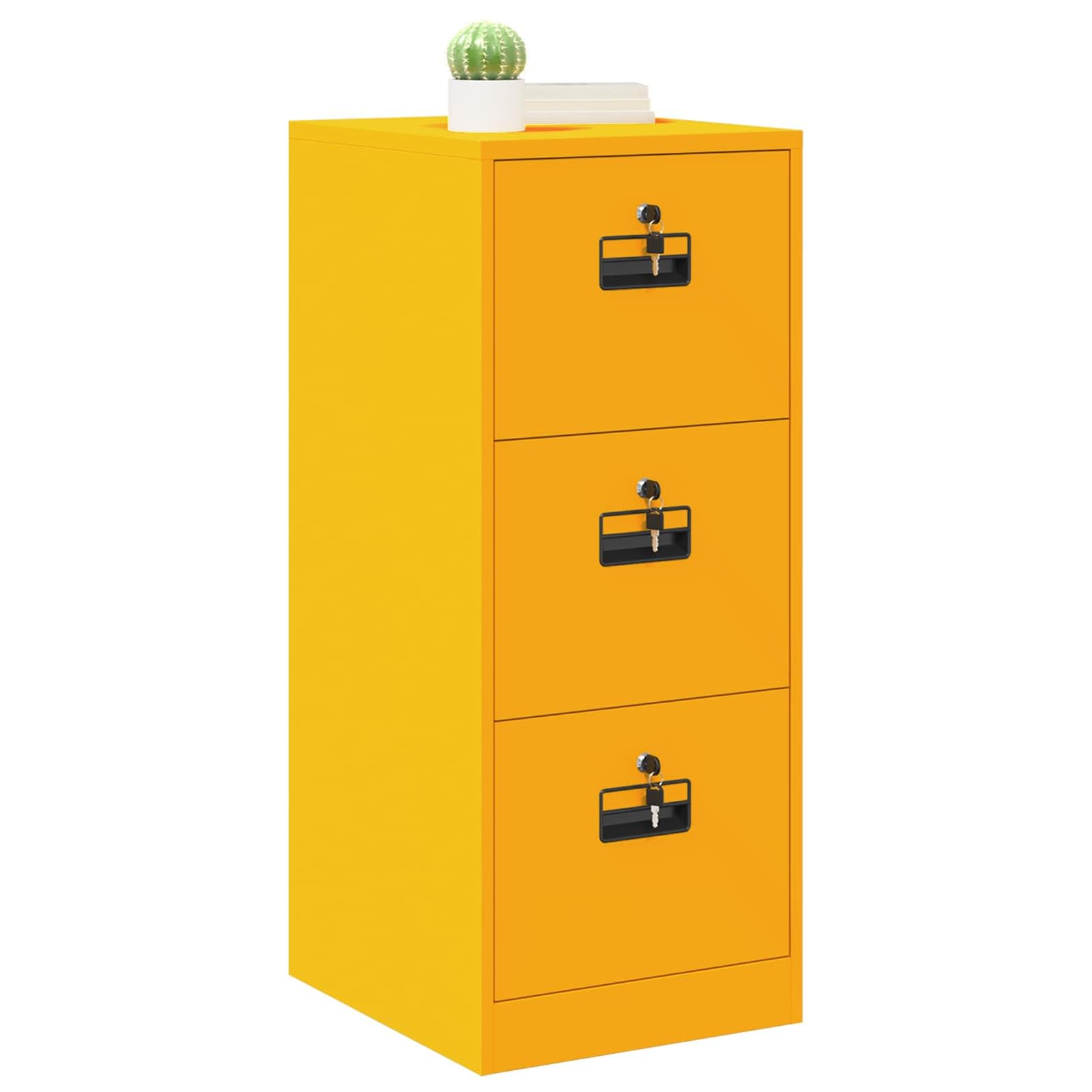 Gecheer Armadio per File, Mobile Archivio con 3 Cassetti, Struttura in Acciaio, Design Moderno 44x50x106.5 cm Giallo Senape per Ufficio e Studio Professionale