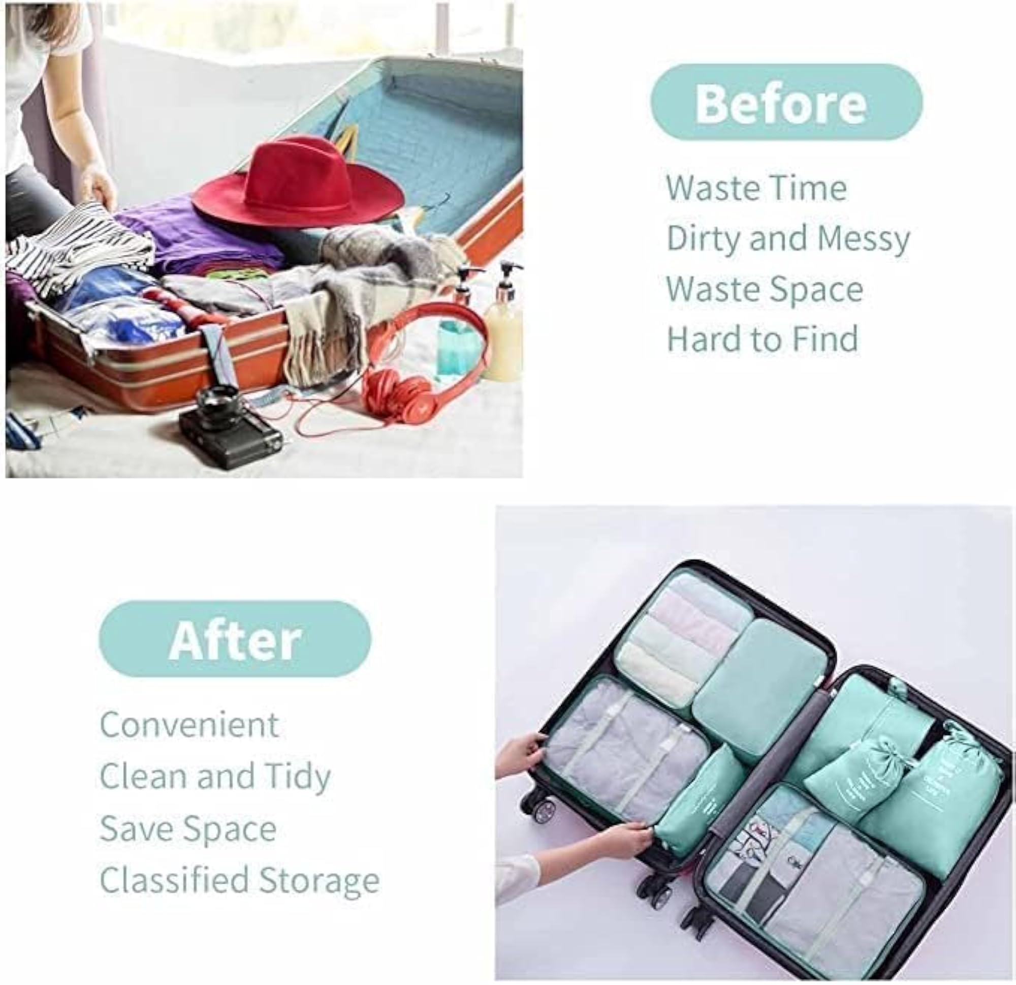 7 Pcs Travel Organizer Pouch Packing Cubes