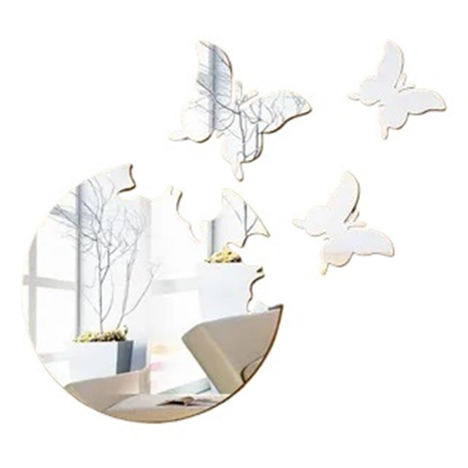 Butterfly 3D Mirror Wall Stickers Home Room Decoration WALL ART Decals Decor(Silver)