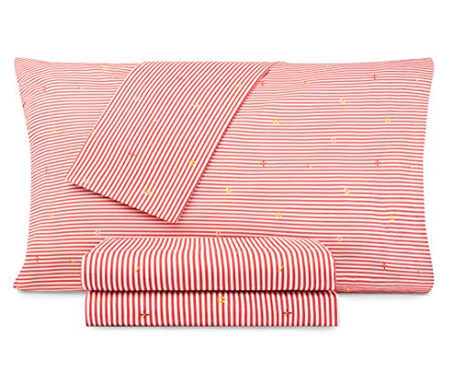 Nautica Stripes at Sea Cotton-Rich Kids Sheet Set - Full Red Pinstripe All Over
