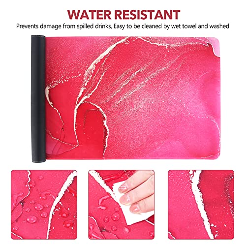 AIMSA Extended Gaming Mouse Pad, XL Large Keyboard Mouse Mat Desk Pad with Stitched Edges, Durable Non-Slip Base Mousepad for Home Office Work, 35x15.7inch,Red Marble — view 3