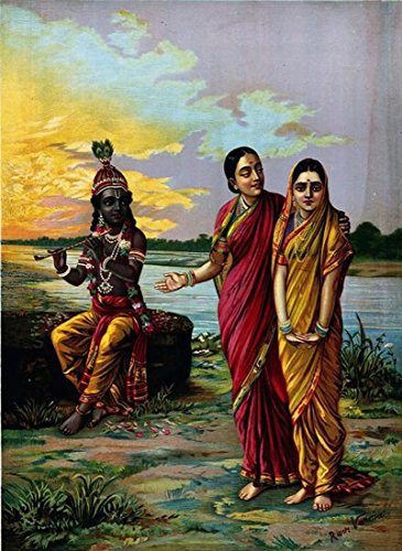 Image of Tallenge - Radha Krishna (Manini Radha) - Raja Ravi Varma Mythology Collection - Large Canvas - Unframed (22 x 30 inches)