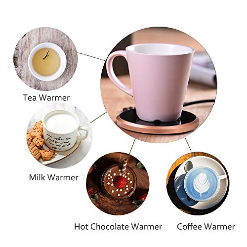 Image of Coffee Mug Warmer - KRGMNHR 18Watt Auto Shut Off Cup Warmer for Home Office Desk Use, Electric Beverage Warmer Heating Plate for Cocoa,Tea, Water, Milk, Rose Gold