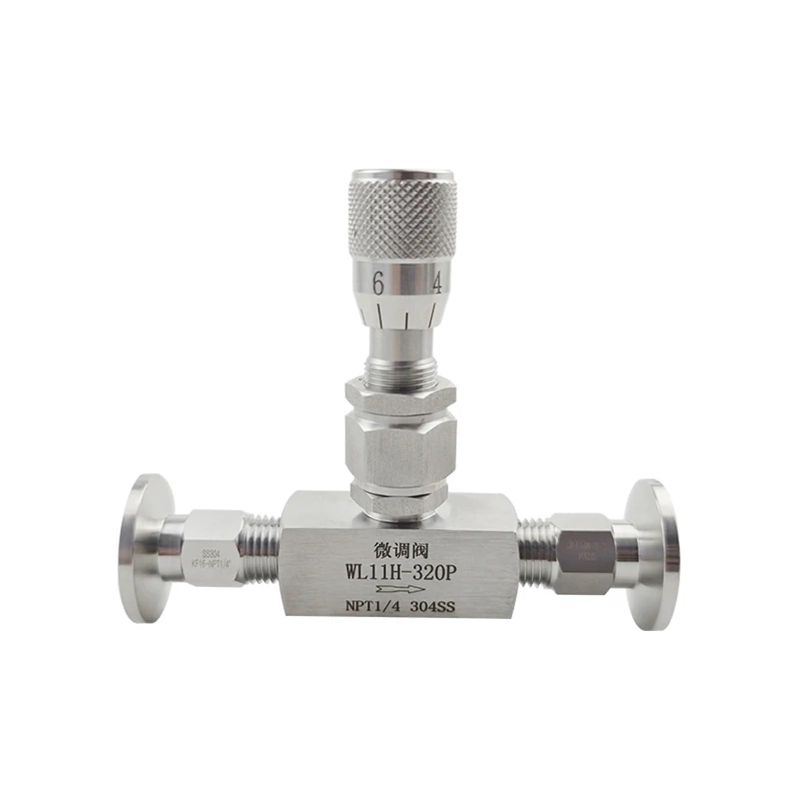 Válvula de aguja de vacío KF16 KF25 KF40 KF50, controlador de válvula reguladora de flujo de microdosificación(KF40)