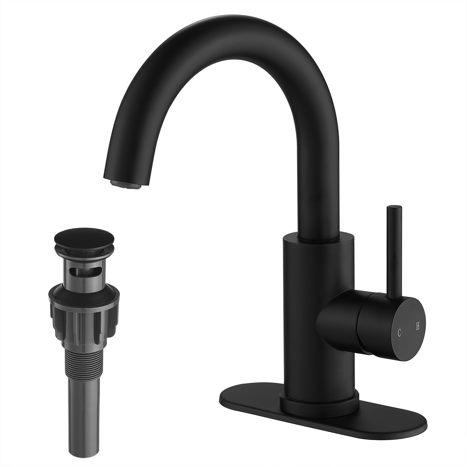 VOTON Bar Sink Faucet Bathroom Kitchen 360 Rotatable Faucet Matte Black Single Hole Bathroom Faucets Modern Small Mini