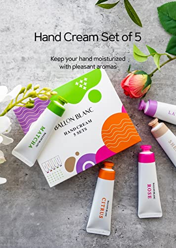 Ballonblanc Scented Hyaluronic/Ceramide Hand Lotion Cream Set Of 5 Infused With Honey Malcha, Rose Water, Sweet Citrus, Lilac & Shea Butter | 1.5 Oz Tube #TOP1