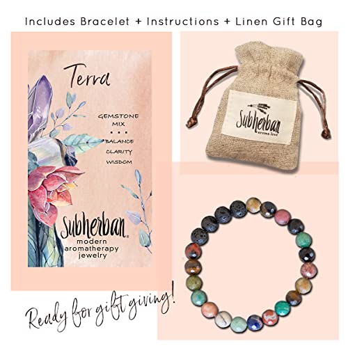 Subherban Lava Rock Bracelet Essential Oil Bracelet - Terra - Lava Stone Bracelet For Women - Handmade Usa Oil Diffuser Lava Rock - Multi-Gemstone Relaxation Gifts For Women #TOP6