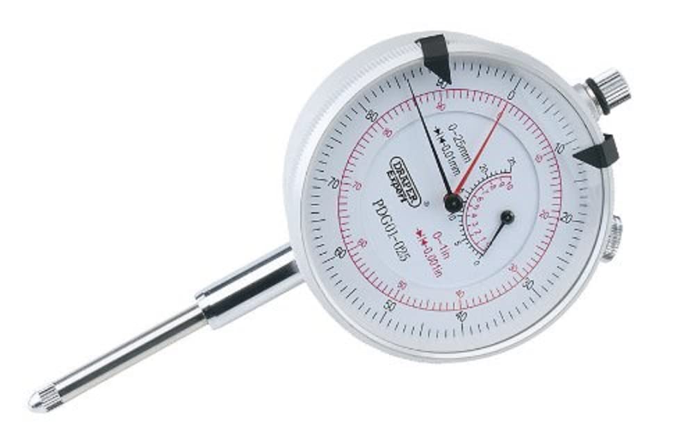Draper 65781 Doppelskalen-Messuhr, 0-1 Zoll / 0-25 mm