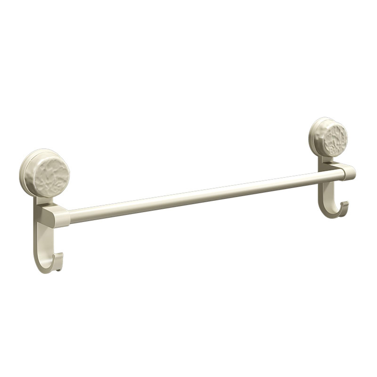 Suction Cup Towel Bar Bathroom Kitchen Rack Rails With Hook Accessories Removable Hangable Bath Towels Cream(80x15x7cm)