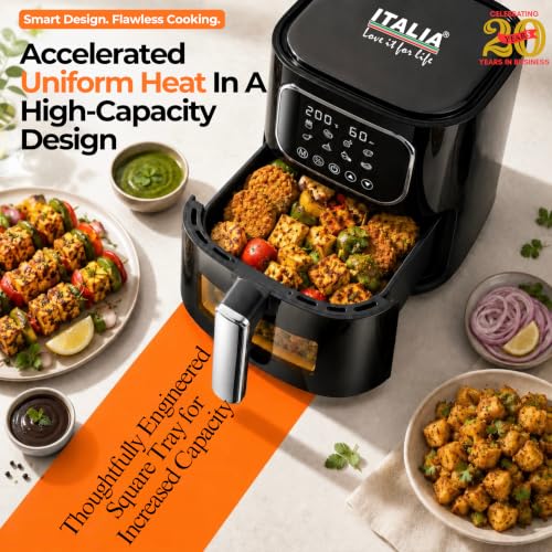 Image of ITALIA 4.5L Digital Air Fryer | Clear Window, 1200W, 8 Presets, For Home