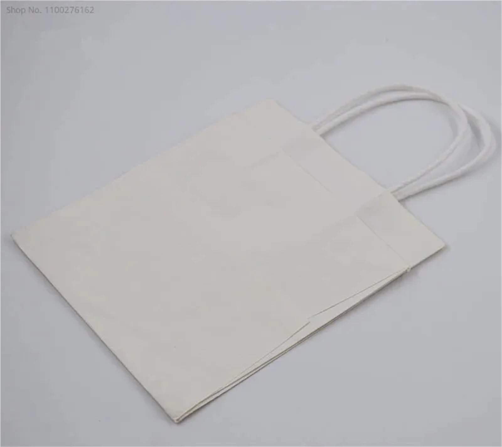 Sacchetti Carta Kraft 30 pezzi 150 * 150 * 170 mm bianco/naturale carta kraft sacchetto quadrato fondo largo for imballaggio da asporto cibo di for con maniglia(Color1)