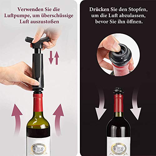 Wijnpomp, vacuümpomp met 4 x wijnstopper voor wijn (zwart) - Image 5
