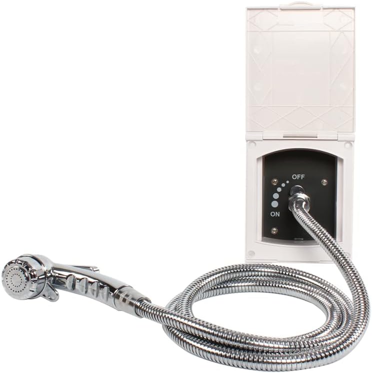 White Exterior Shower Box Kit for Caravan RV Boat Motorhome(Shower with Faucet a)