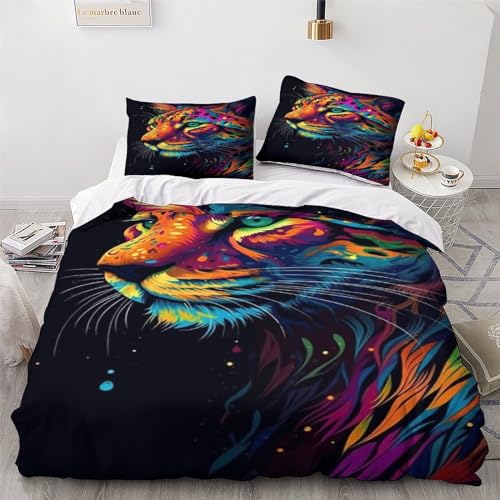 Housse de couette léopard en microfibre premium parure de lit 3 pièces durable - 4
