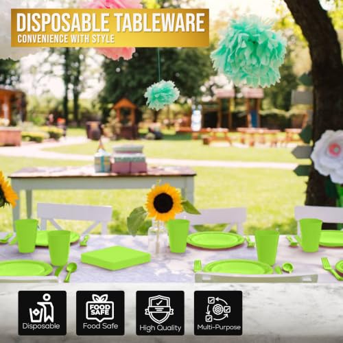 Image of Exquisite 350 Pcs Lime Green Plates and Napkins Party Supplies Plate Sets