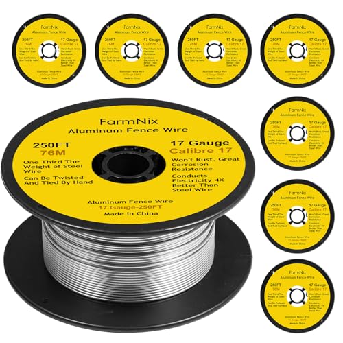 FarmNix Fil d’Aluminium 17 Gauge 2000 ft (608 m) pour Clôture Électrique – Haute Conductivité Anti-Corrosion, 4× Plus Efficace que l’Acier, Fil...