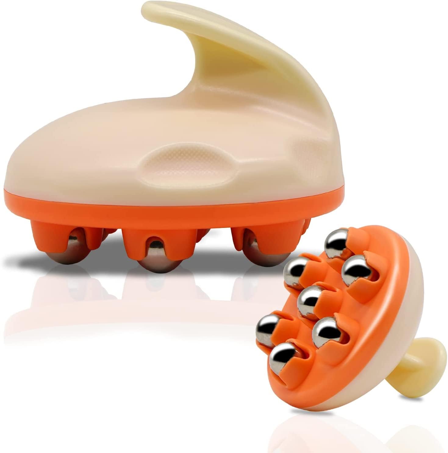 MYTHOS Hand Held Massager, Full Body Massage Tool with Roller Ball Massager Manual 362-degree-roller for Muscle Back Neck Joint Foot Shoulder Leg Pain Relief with Portable Design (Orange) MYTHOS Hand Held Massager, Full Body Massage Tool with Roller Ball Massager Manual 362-degree-roller for Muscle Back Neck Joint Foot Shoulder Leg Pain Relief with Portable Design (Orange)
