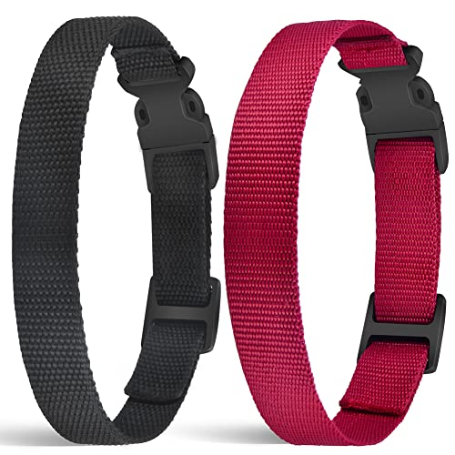 PetJoy Reflective Nylon Dog Collars, Replacement Collar for Shock Collar, Adjustable Classic Dog Collar Strap for Small Medium Large Dogs (Black & Red)