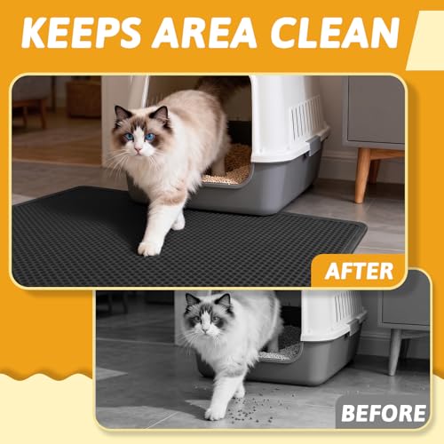 Image of Pieviev Cat Litter Mat Double Layer Waterproof Urine Proof Trapping Mat 1 Pack (Black, 36x30 Inch (Pack of 1))