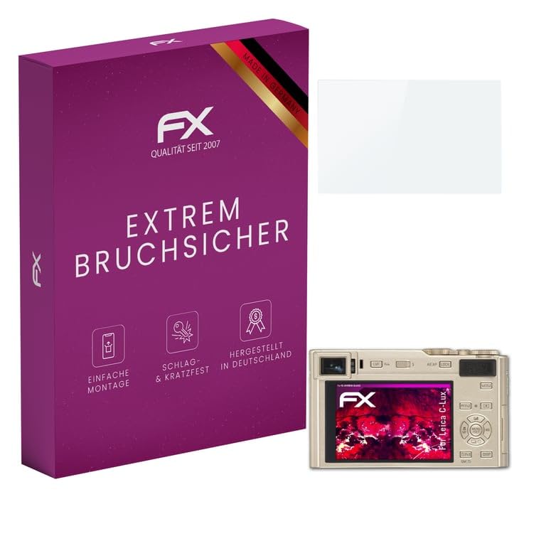 atFoliX Plastic Glass Protective Film compatible with Leica C-Lux Glass Protector, 9H Hybrid-Glass FX Screen Protector