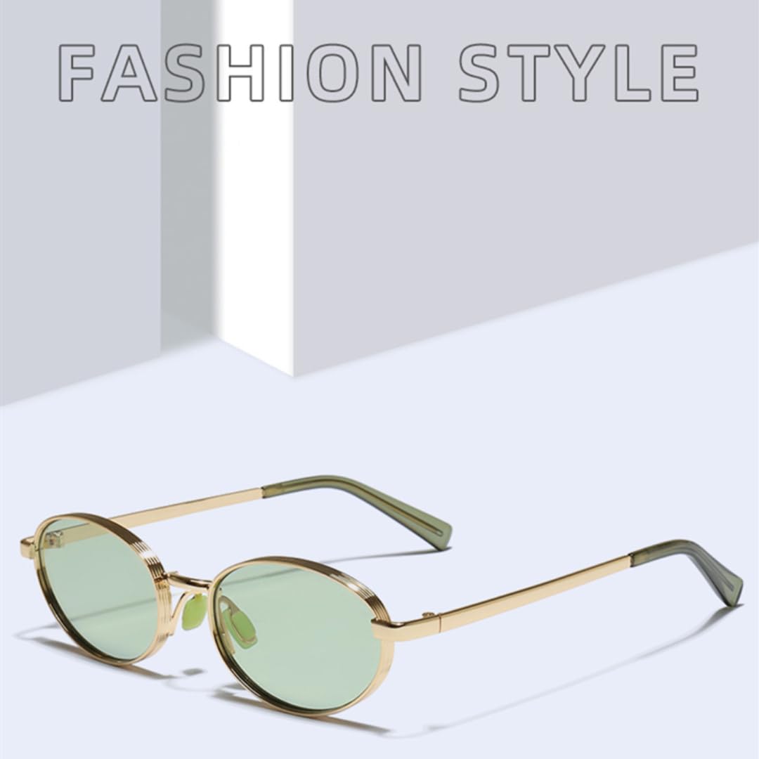 Ovale Sonnenbrille aus Metall, Damen, modische Bonbonfarben, UV400-Schutz, Retro-Punk-Stil, Herren-Sonnenbrille für draußen