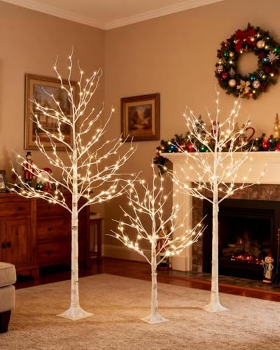 Lighted Birch Tree Set 6ft*2 with 320(160 * 2) Warm White LED Lights for Holiday Decor - Realistic Design, UL Certified, Dimmable, IP44 Waterproof - Ideal for Indoor and Outdoor Decoration - Image 7