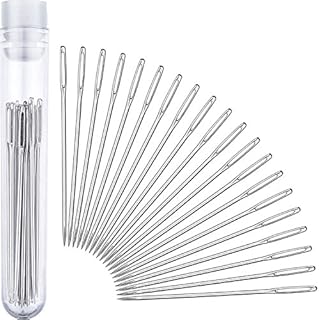 Outus Large-eye Stitching Needles for Leather Projects with Clear Bottle, 20 Pack