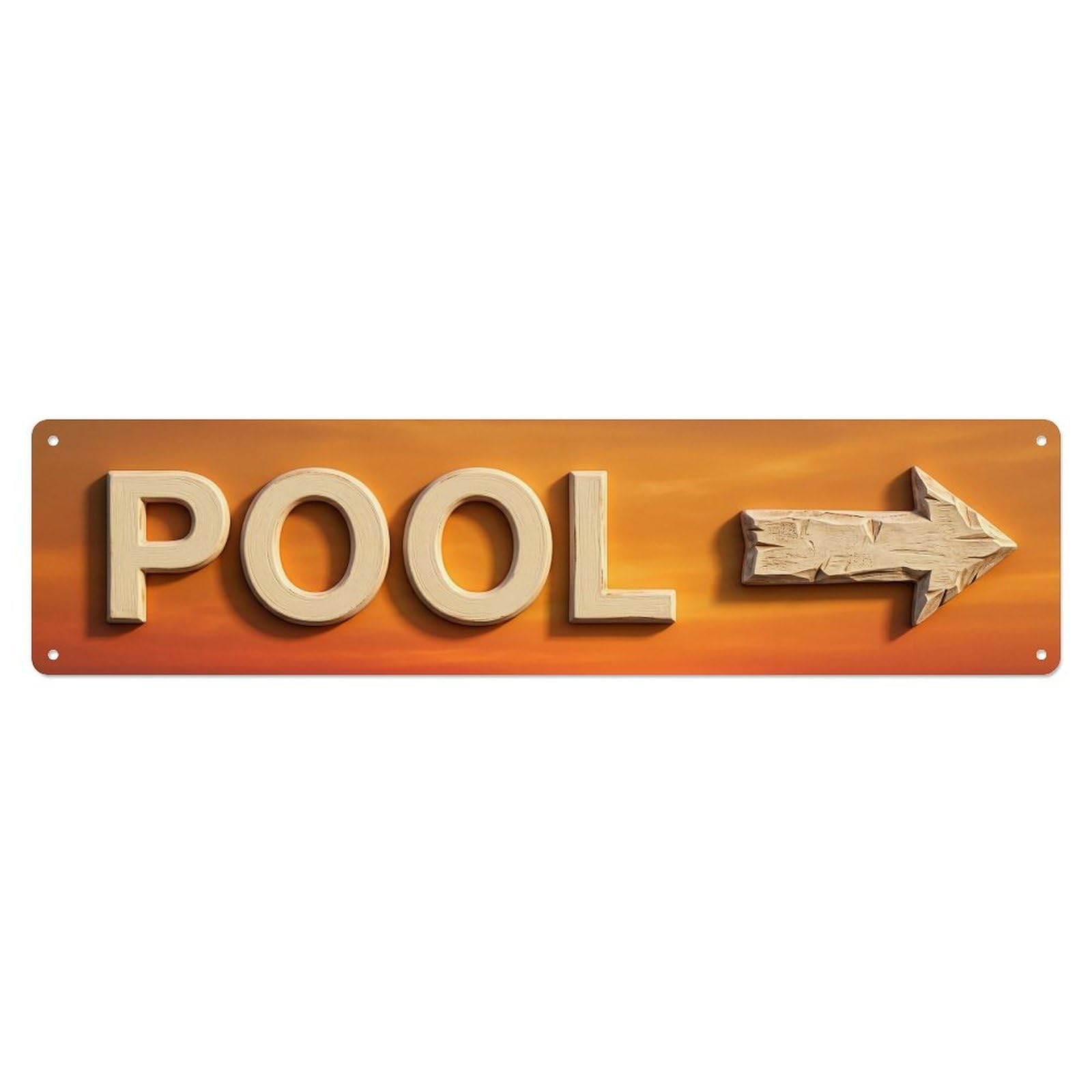 Swimming Pool Sunset Orange Metal Tin Sign