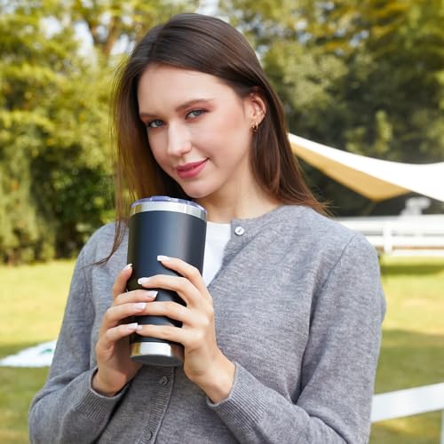 Image of MEWAY 30oz Insulated Tumbler With Lids and Straws,Stainless Steel Double Vacuum Coffee Tumbler Cup, Brush, Durable Powder Coated Coffee Cup for Cold & Hot Drinks, Office, Travel(Black,4 PACK)
